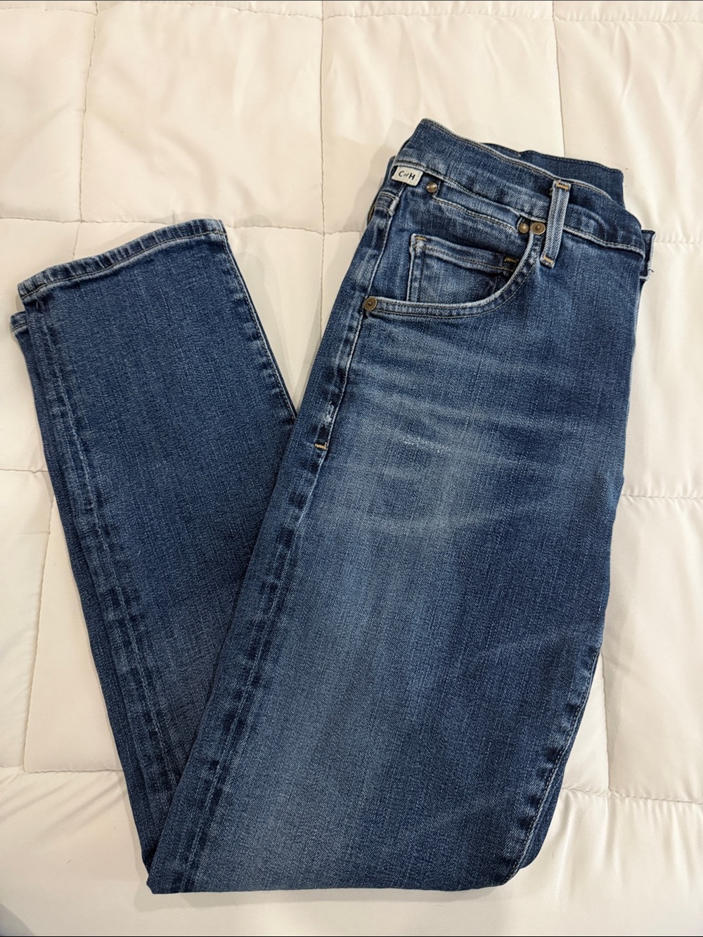Citizens Of Humanity Mid Rise Emerson Straight Crop Blue Jeans